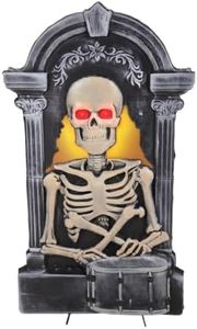 Haunted Hill Farm 3-Ft. Tombstone Skeleton with Drum Halloween Animatronic