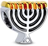 Chanukah Menorah Hanukkah Festival of Lights Charm Bead For Women Two Tone Gold Plated .925 Sterling Silver Fits European Bracelet