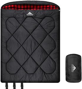 AGEMORE 0 Degree Double Sleeping Bag for Adults,Cotton Flannel Lined 2 Person Cold Weather Queen Size Sleeping Bag, Double Wide Warm Sleeping Bag for Family Winter Camping Or RV Traveling