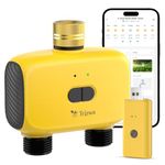 TRJZWA Dual Port WiFi Water Timer Irrigation, 2025 Latest Garden Lawn Greenhouse Yellow Water Timer, WiFi Remote Controlled Automatic Watering System Compatible with Alexa and Google Home