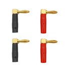 fdealz® [ 4 Pieces ] Banana Plugs, 4mm 90 Degree Right Angle Screw Type Banana Plug for amplifier/speaker connections Gold Plated