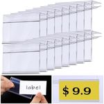 Qunclay 1.25 x 3 Inches Shelf Label Holder Clear Plastic Clip on Labels Shelf Tags for Wire Shelving 0.15'' to 0.4'' Wood Glass Shelves Sign Price Tags (100 Pcs)