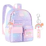 Copbopwn School Bags for Girls Backpack for Girls Cute Backpack Rainbow Kids Backpack Girls School Backpack with Pendant School Bags Kawaii Backpack for School Girls Teens Elementary (purple)