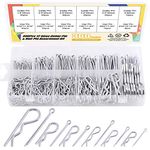 Swpeet 300Pcs Zinc Plated Steel Cotter Pin Hair Pin Hitch Pin Clips Fastener Fitting Assortment Kit, Multiple Sizes Hair Pins R Clips Fastener Set for Use on Hitch Pin Lock System