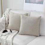 Kevin Textile Pillow Covers Decorative Lined Linen Euro Throw Pillow Cover for Bed Couch Sofa, 22"x22"(55cm), Light Beige