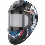 YESWELDER Panoramic View Auto Darkening Welding Helmet, Large Viewing True Color with LED Lighting & Type-C Charging Welder Mask, LYG-1980GK-BE