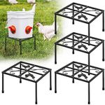 4 PCS Metal Stand for Chicken Feeder Waterer, Iron Square Stand Holder with 4 Legs, Rectangular Supports Rack for Buckets Barrels Equipped with Feeder Waterer Port, for Coop Poultry Indoor Outdoor