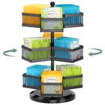 EsLuker.ly Tea Bag Storage Organiser Holder for Kitchen Countertop, Spinning Carousel 3-Tier Tea Organizer Tabletop, Tea Bag Storage with Easy Access, Space-Saving Tea Display for Home & Office, Black