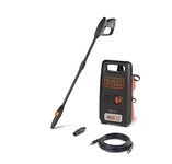 BLACK+DECKER BXPW1300E Pressure Washer, 100 Bar PSI, Rotary Nozzle, 0.4 L Foam Nozzle, Jet Nozzle, Extension Lance, 3 m Hose, 1300 W, Black & Orange