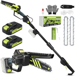 Saker Cordless Pole Saw and Mini Chainsaw, 2-in-1 Pole 6 Inch Chainsaw, Brushless Electric Pole Saw Long Reach Battery Powered, 78.74 Inch Max Reach Tree Trimmer with 2 Batteries