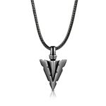 Sterling Silver Urn Necklace for Men: Arrowhead Memorial Pendant Cremation Ash Jewelry Bereavement Keepsakes Gift for Loss of a Loved One (Black)