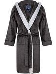 Tokyo Laundry Men's Soft Fleece Hooded Two Tone Dressing Gown - Dark Grey - L