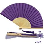 FANSOF.FANS Fabric Handheld Folding Hand Fan With a Tassel Grade A Bamboo Ribs for Women Girls Summer Party Event Favour Birthday Wedding Souvenir Gift (Dark Royal Purple)