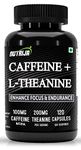 NutriJa Natural Caffeine 100MG Plus L-Theanine 200MG | Promotes Energy, Alertness,Concentration & increased attention | Cognitive performance stack- no crash or jitters. (120 Capsules)