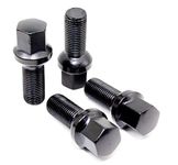 Set of 20 Veritek 14x1.5mm 2.10 Inch 28mm Shank Length 17mm Hex R12 OE Black Ball Seat Wheel Lug Bolts for Mercedes Audi VW Factory Wheels