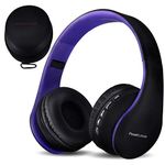 PowerLocus Wireless Bluetooth Over-Ear Stereo Foldable Headphones, Wired Headsets Rechargeable with Built-in Microphone for iPhone, Samsung, LG, iPad (Purple)