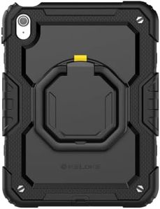 KELOKE Kids Case for iPad (A16) & iPad 10th Gen, Drop-Proof, Easy to Grip | Durable & Kids-Friendly, Rotating Handle Stand, Pencil Holder, 2 Cover (With/Without Screen Protector), Black