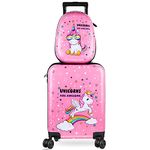 Kids Luggage and Backpack 18 Suitcase with Spinner Wheel Hard Case Travel Suitcase 13 Backpack Girl Suitcase Set for Kids Travel Suitcase Supplies (Pink, Unicorn Style)