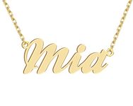 18k Gold Plated Mia Name Pendant Necklace Nameplate Necklaces Womens Stainless Steel Graduation Mother Jewelry