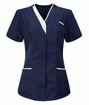 V Neck Style Nurses Tunics Healthcare Hospital Medical Dentists Work Wear Carers Vets Top Uniforms (Navy/White, 8)