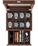 TAWBURY 8 Grid Watch Box for Men – Available in Brown & Black | Faux Leather Watch Display Case for Men | 8 Watch Case | Watch Cases for Men | Mens Watch Storage Box (Brown)