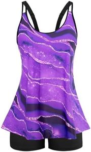 Arolina Plus Size Tankini Swimsuits for Women Tummy Control Removable Padded Bathing Suits Full Coverage Swimsuit 20W
