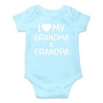 I Love My Grandma And Grandpa Funny Infant Novelty Romper Premium Quality Baby Bodysuit (Light Blue, 3-6 Months)