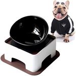 JWPC Bulldog Pet Bowl Non-Slip Dog Cat Bowl Removable Rubber Feeding Bowl Sterile Inclined with Slanted Base (Black (Ceramic))