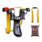 Resin Fiber Gulel with Yellow Rubber Band and Mudballs| Laser-Guided Adjustable Outdoor Slingshot Ideal for Target Training