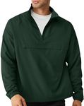 Aulemen Men's Casual Quarter Zip Pullover-Athletic Windbreaker Lightweight Jackets Hiking Golf for Men Mock Neck with Pockets Dark Green XL