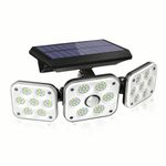 Ohotter Aluminium Outdoor Solar Light, Solar Light With Motion Sensor Ip65 Waterproof 138 Led Outdoor Solar Floodlight 3 Heads For Garden [Energy Class A+++] (1 Pack)