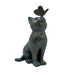 XZJMY Garden Decor Statues,Cat Figurines Gifts with Butterfly,8" Scarecrow for Garden - for Indoor Outdoor Home Or Office,Garden Statues Decor