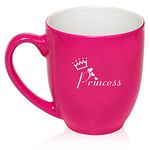 16 oz Hot Pink Large Bistro Mug Ceramic Coffee Tea Glass Cup Princess with Crown