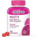 One A Day Multi+ Hair, Skin & Nails Multivitamin Gummies - Daily Vitamin Plus Support For Healthy Hair, Skin And Nails With Biotin And Vitamins A, C, E And Zinc For Women and Men, 120 Gummies