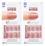 2-PACK Kiss GEL FANTASY"KGN12" (RIBBONS) Short Design Nails w/Adhesive Tabs & Glue