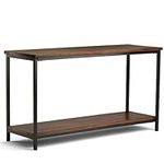 Simpli Home Skyler Solid Mango Wood & Metal Console Sofa Table, Dark Cognac Brown