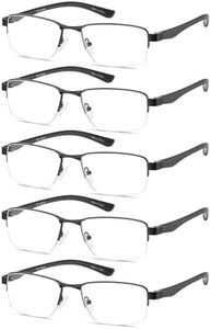 Eyecedar 5-Pack Reading Glasses Men Women Black Metal Frame Spring Hinges Stainless Steel Material Readers +1.50