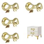 NNNJunhua Solid Bow Cabinet Knobs Gold Drawer Pulls Decorative Handle Kitchen Cabinet Knobs Dresser Drawer Hardware 4 Pieces