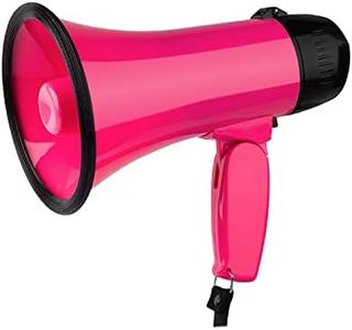 perfk Megáfono de megáfono portátil con Control de Volumen Ajustable, Altavoz de megáfono de 25W para fútbol, Deportes al Aire Libre, Baloncesto, Rosa roja
