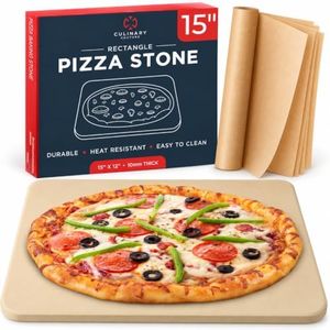 Large Pizza Stone for Oven – 15 x 12 inch Rectangular Pizza Stone for Grill, Even Heating for Perfect Crispy Crusts! Crack Resistant and Easy to Clean, Pizza Making Accessories