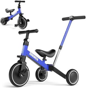 KORIMEFA Trike 4 en 1 pour Enfants avec Poignée de Poussée Parentale pour 1 à 3 Ans, Garçons, Filles, Tout-Petits, Tricycle, Vélo D'équilibre pour Bébé, Siège et Poignée Réglables