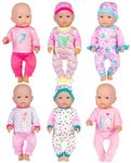 6 Sets Doll Clothes Play Set Include Hat Rompers Outfits for 14-16 inch Baby Dolls and 43cm / 17 inch Baby Dolls (No Doll)