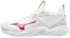 Mizuno Women's Wave Momentum 2 Volleyball Shoe, White/Red, 6.5 UK