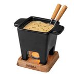 Boska Fondue Set Nero - Tapas Mini Fondue Set on Teawarmers - 300 ml Volume for 175 gr Melted Cheese [inc. Fondue Forks] [Microwave- and Dishwasher Safe]