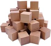 William Craft 130pcs 1 inch Natural Solid Cube Wooden Unfinished Craft Wood Blocks Wood Cubes for DIY Craft Gifts (130pcs)