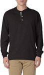 Hanes Beefy-T Long Sleeve Henley, Ebony, X-Large Black