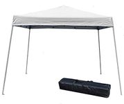 Impact Canopies 10' x 10' Pop-Up Canopy Tent, Instant Slant-Leg Portable Shade Tent with Carrying Bag, White, 040000001