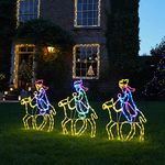 Festive Lights - 70cm Three Wise Men Christmas Silhouette Figures - 420 Multicoloured LEDs - Mains Powered Freestanding Indoor Outdoor Nativity Rope Light Motif Decoration