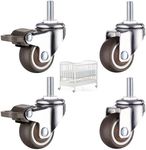 Casters Set of 4 Heavy Duty,1.5 Inch Heavy Duty Caster Wheels,360° Heavy Duty Casters Set of 4,Swivel Caster Wheels,Locking Casters,Castors,Casters Wheels,Caster Wheels with Brakes for Furniture