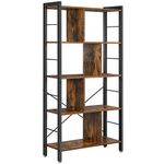 VASAGLE Bookcase, 4-Level Shelf, Storage Unit, Living Room, Office, Children's Room, Easy Assembly, Industrial Style, Steel Frame, Rustic Brown and Black, LBC12BX